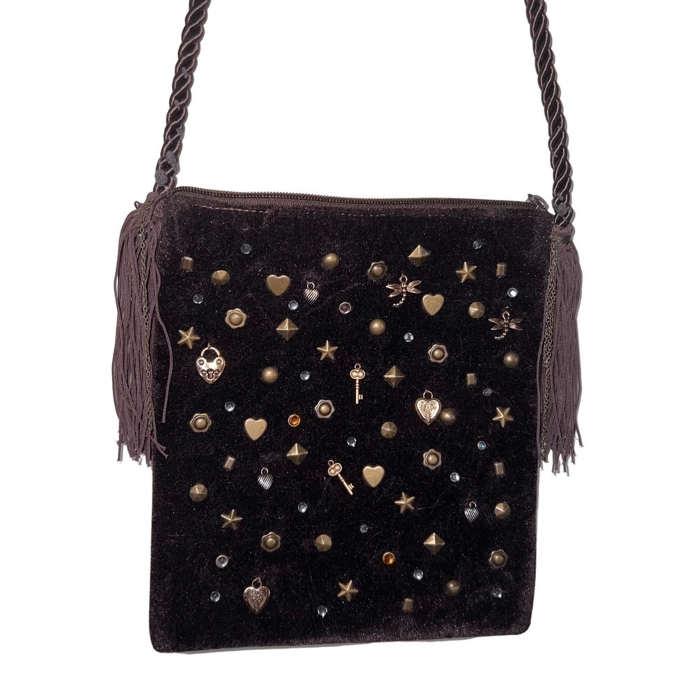 Capelli Brown Shoulder Bag with Jewels and Charms - Picture 4 of 14